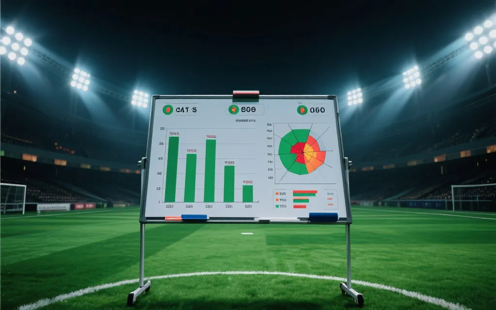球场战术板与数据图表叠加的可视化场景